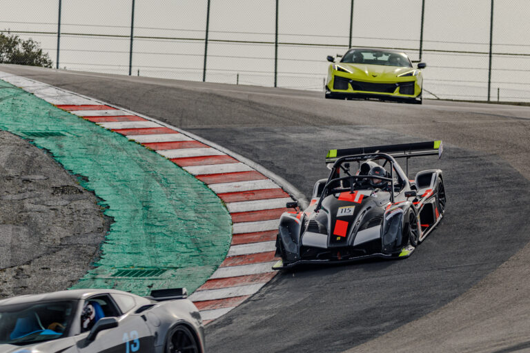 Cars coming down the corkscrew